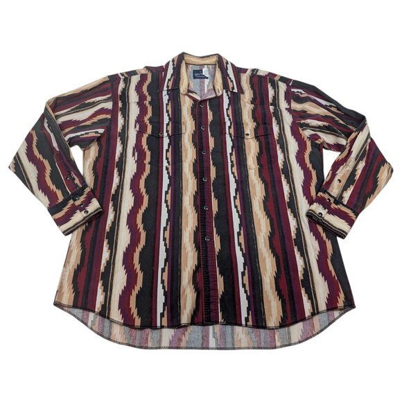 Vtg Wrangler Long Sleeve Shirt Sz‎ XL Snap Aztec Rodeo Cowboy Western Southwest - Picture 2 of 12